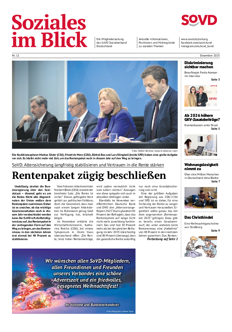 SoVD-Zeitung Dezember 2025, Bundesteil